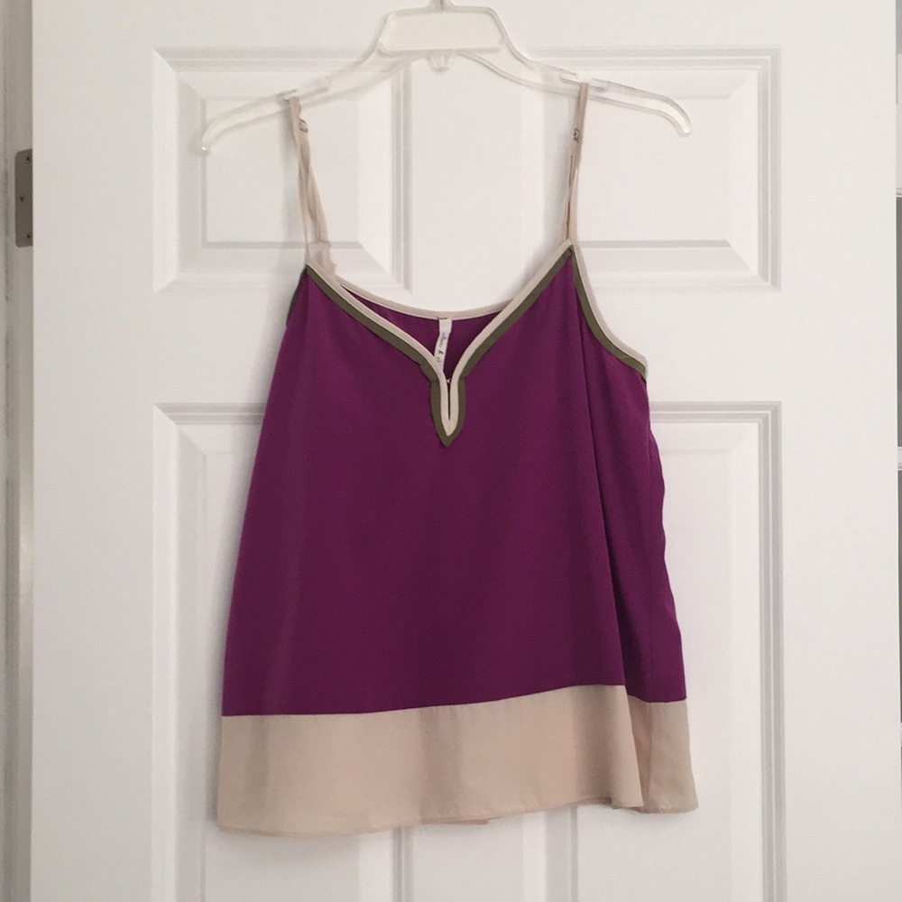 Willow & Clay Purple, Tan, Cream and Green Tank Blouse
